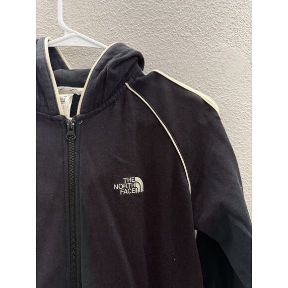 The North Face Womens Jacket Size Small Black Zip Up Hooded White Lines - Picture 2 of 13